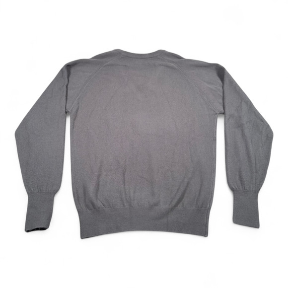 Vintage Harrod Sweater Adult LARGE Gray V Neck Acrylic Knit Raglan Preppy 80s - Picture 3 of 8